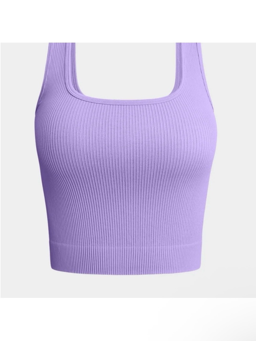 NEW OQQ Fitted Ribbed Square-Neck Crop Tank - Lilac
